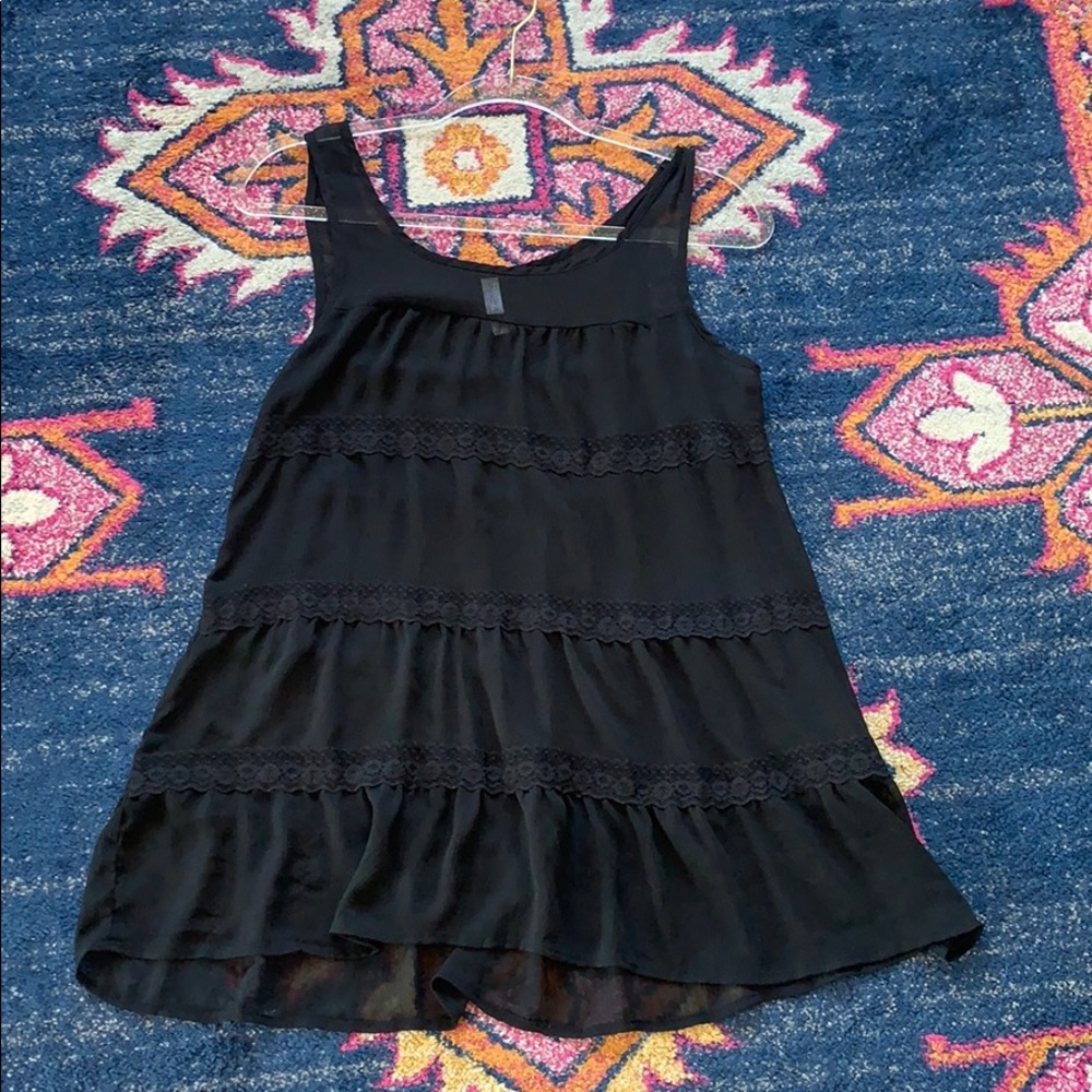 {Exhilaration} Sheer Black Lace Tank Top